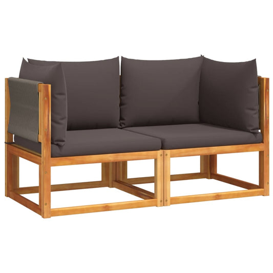Gartensofas-Ecke mit Kissen 2 Stk. Holz Akazie & Seil