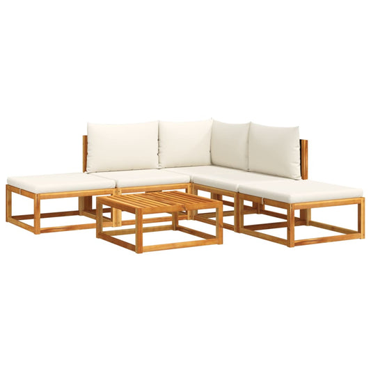 6-tlg. Gartensofa-Set mit Kissen Holz Akazie & Rattan