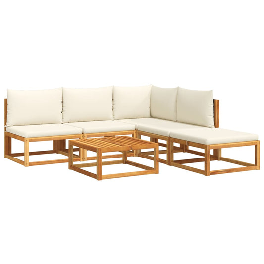 6-tlg. Gartensofa-Set mit Kissen Holz Akazie & Rattan