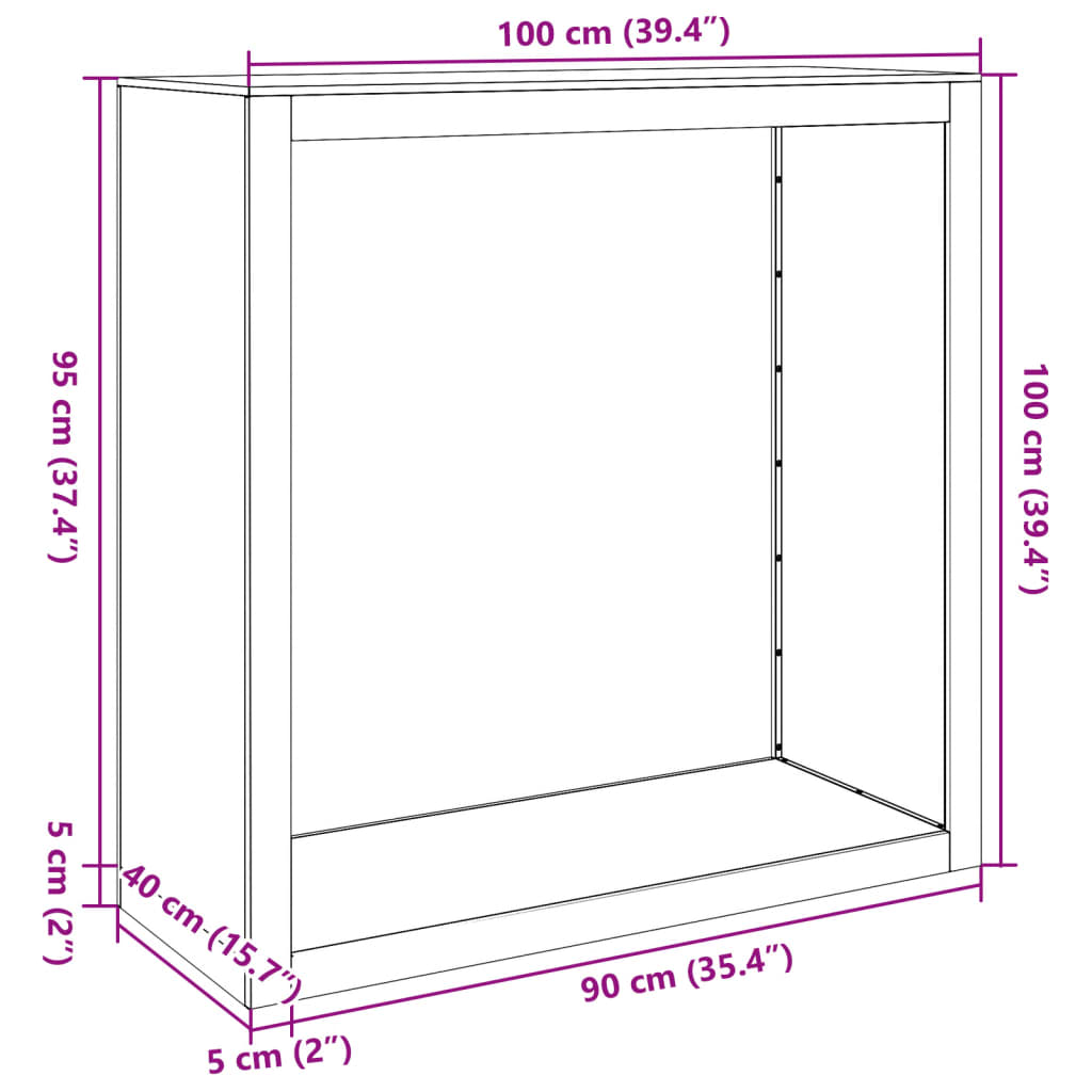 Brændestativ Hvid 100x40x100 cm Stål