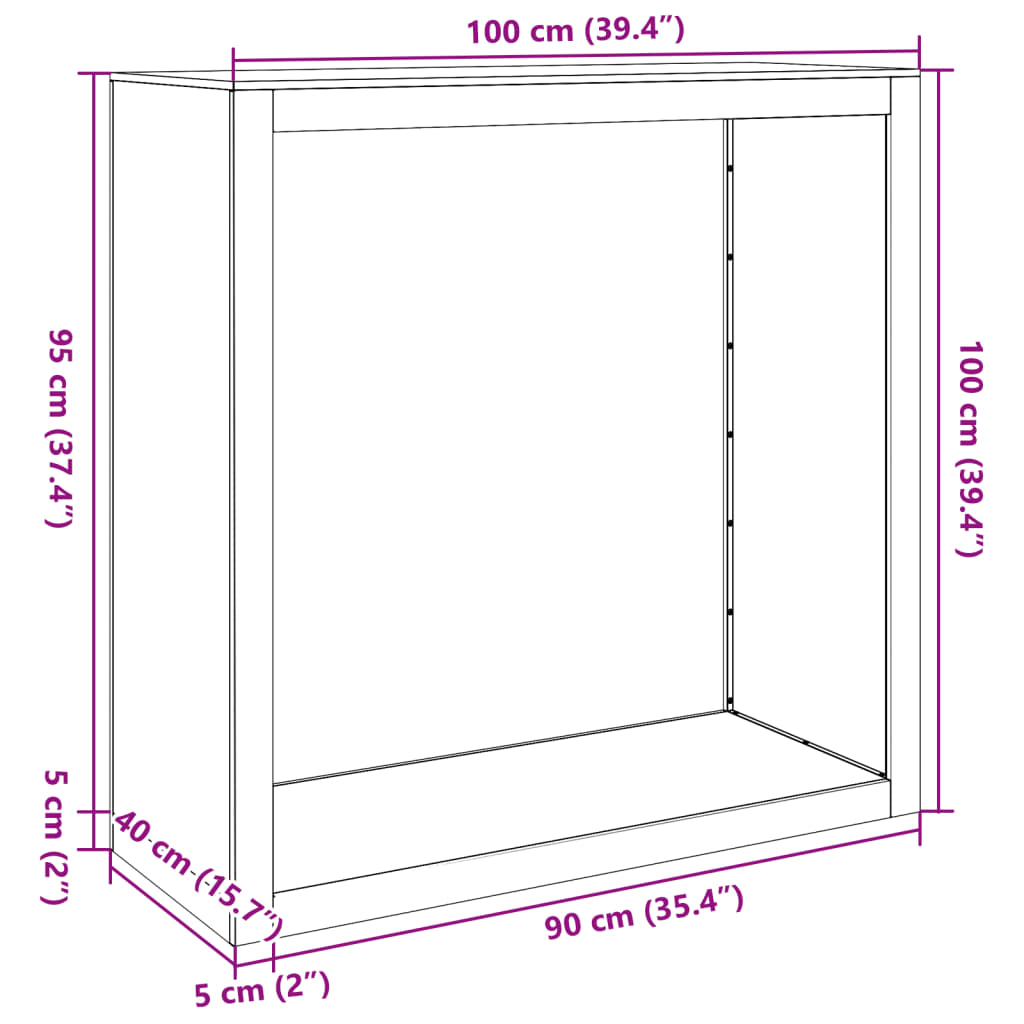 Brændestativ 100x40x100 cm Galvaniseret stål