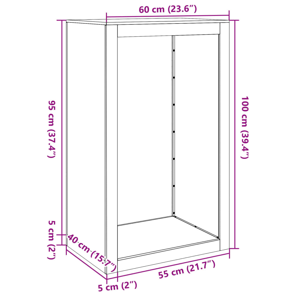 Brændestativ 60x40x100 cm Galvaniseret stål