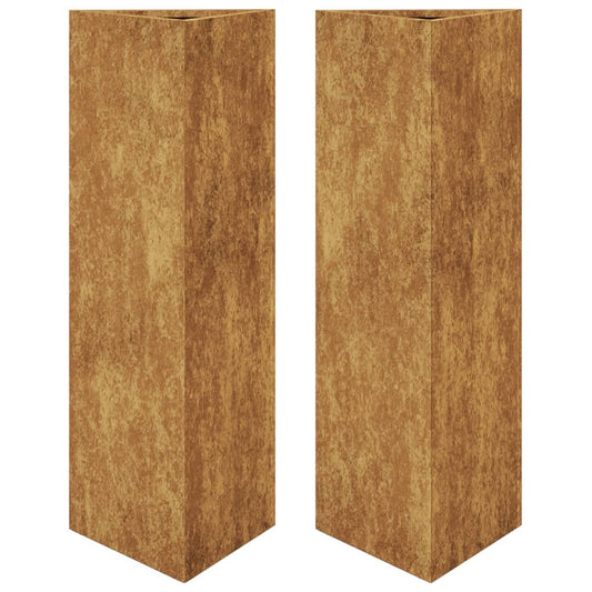 Pflanzkübel 2 Stk. Dreieckig 30x26x75 cm Wetterfester Stahl