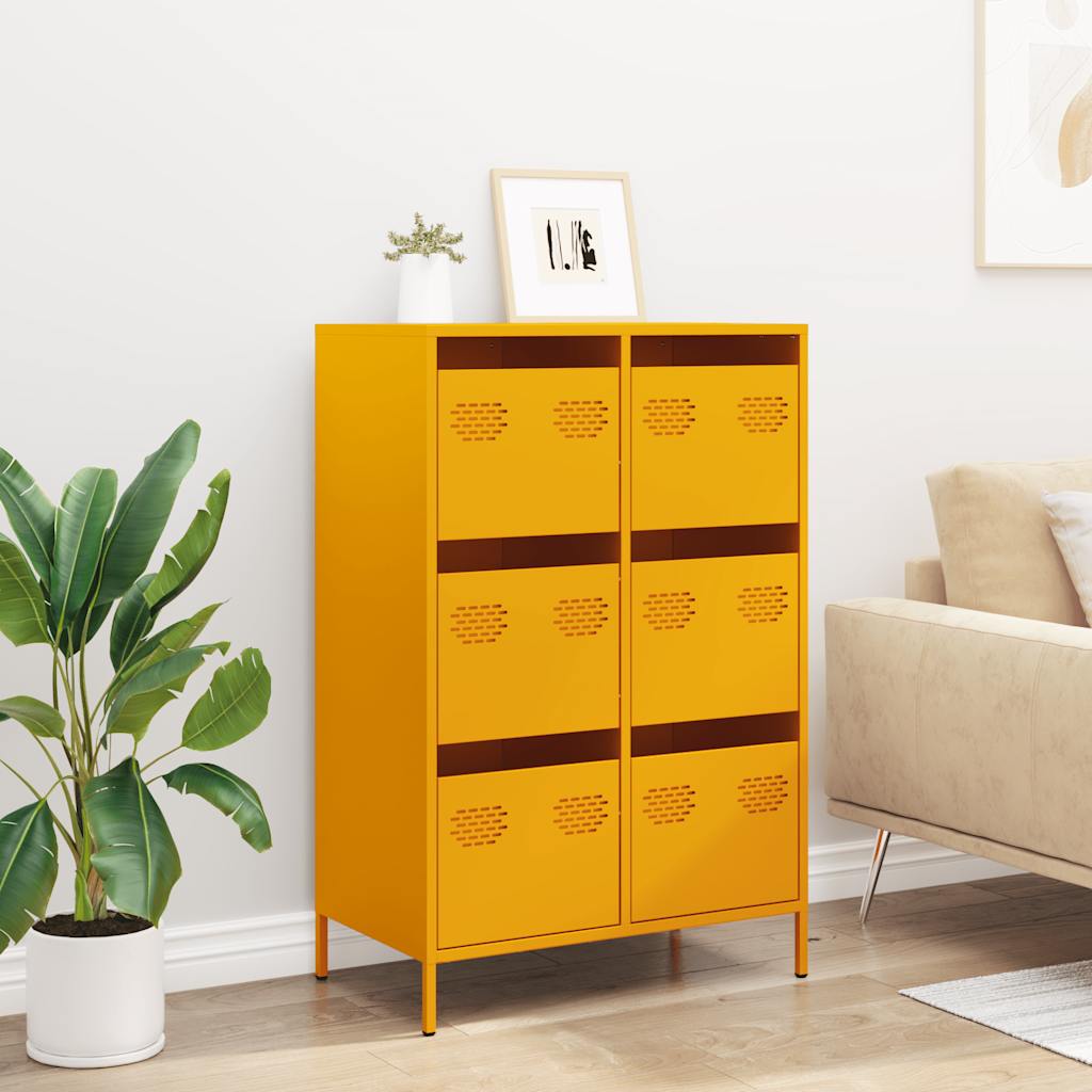 Highboard Sennep Gul 68x39x101,5 cm Stål