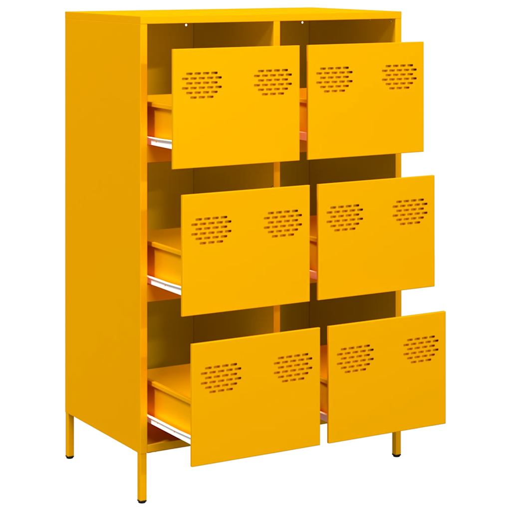 Highboard Sennep Gul 68x39x101,5 cm Stål