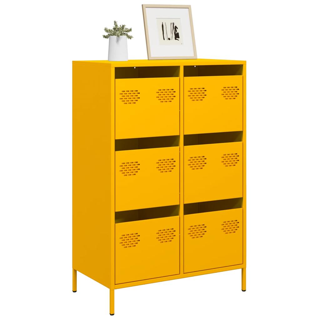 Highboard Sennep Gul 68x39x101,5 cm Stål