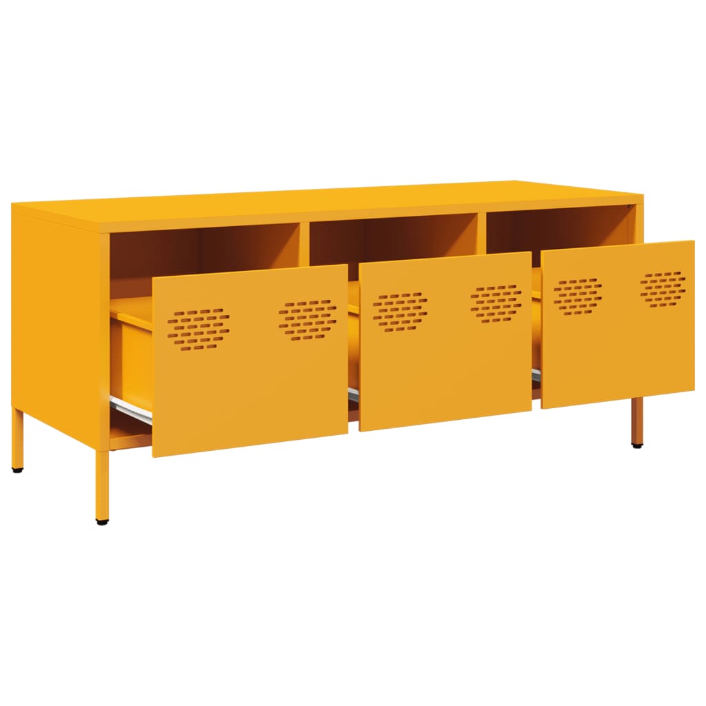 TV-skab Sennep Gul 101,5x39x43,5 cm Koldvalset stål