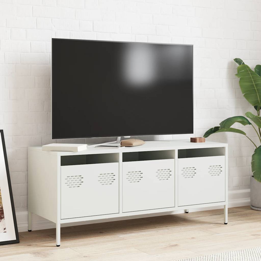 TV-skab Hvid 101,5x39x43,5 cm Koldvalset stål