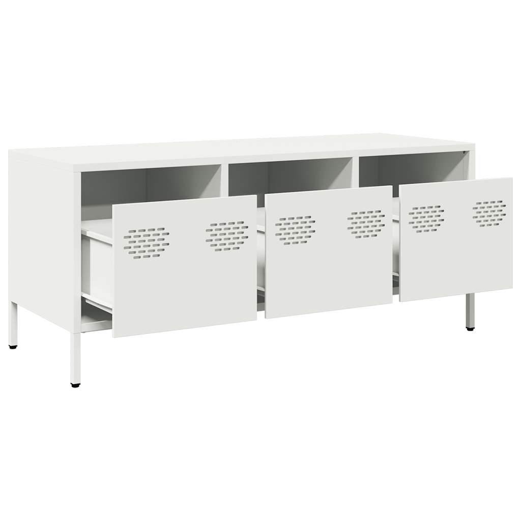 TV-skab Hvid 101,5x39x43,5 cm Koldvalset stål