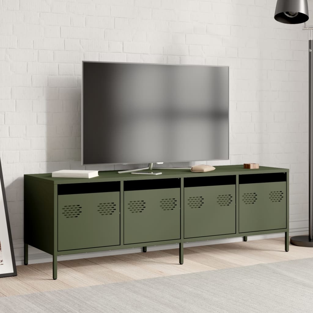 TV-skab Olivengrøn 135x39x43,5 cm Koldvalset stål