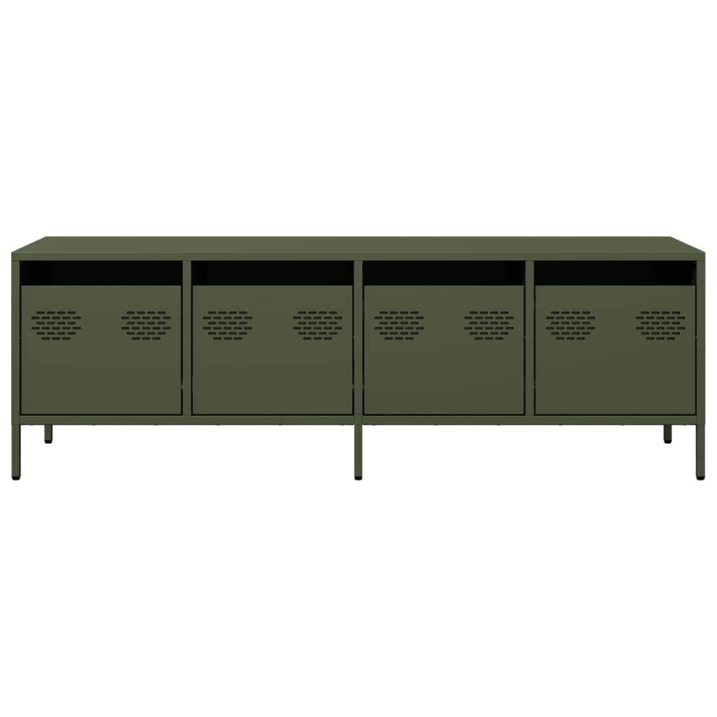 TV-skab Olivengrøn 135x39x43,5 cm Koldvalset stål