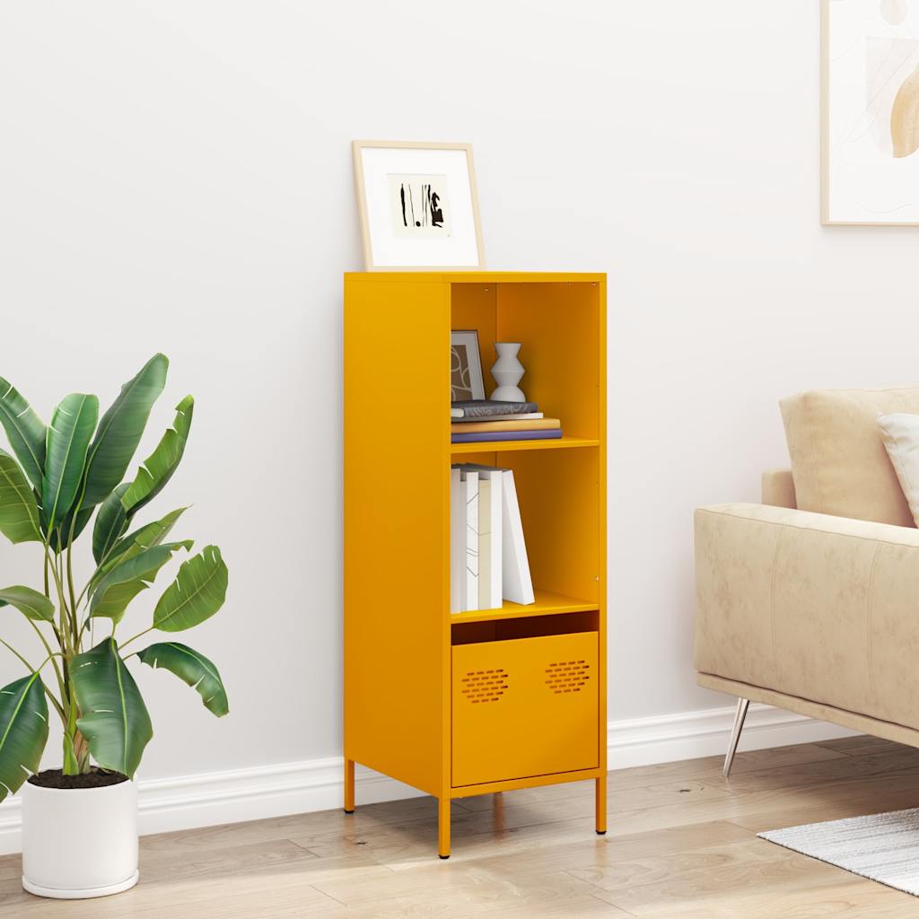 Highboard sennepsgul 35x39x103,5 cm stål