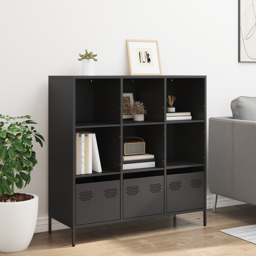 Highboard Sort 101,5x39x103,5 cm Stål