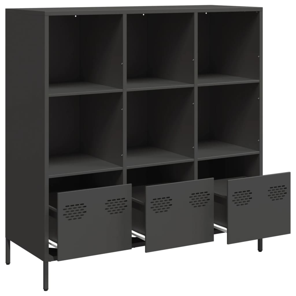 Highboard Sort 101,5x39x103,5 cm Stål