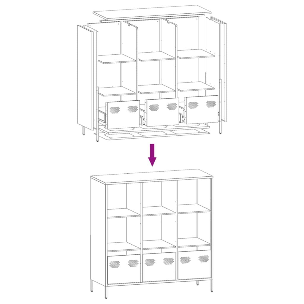 Highboard Sort 101,5x39x103,5 cm Stål