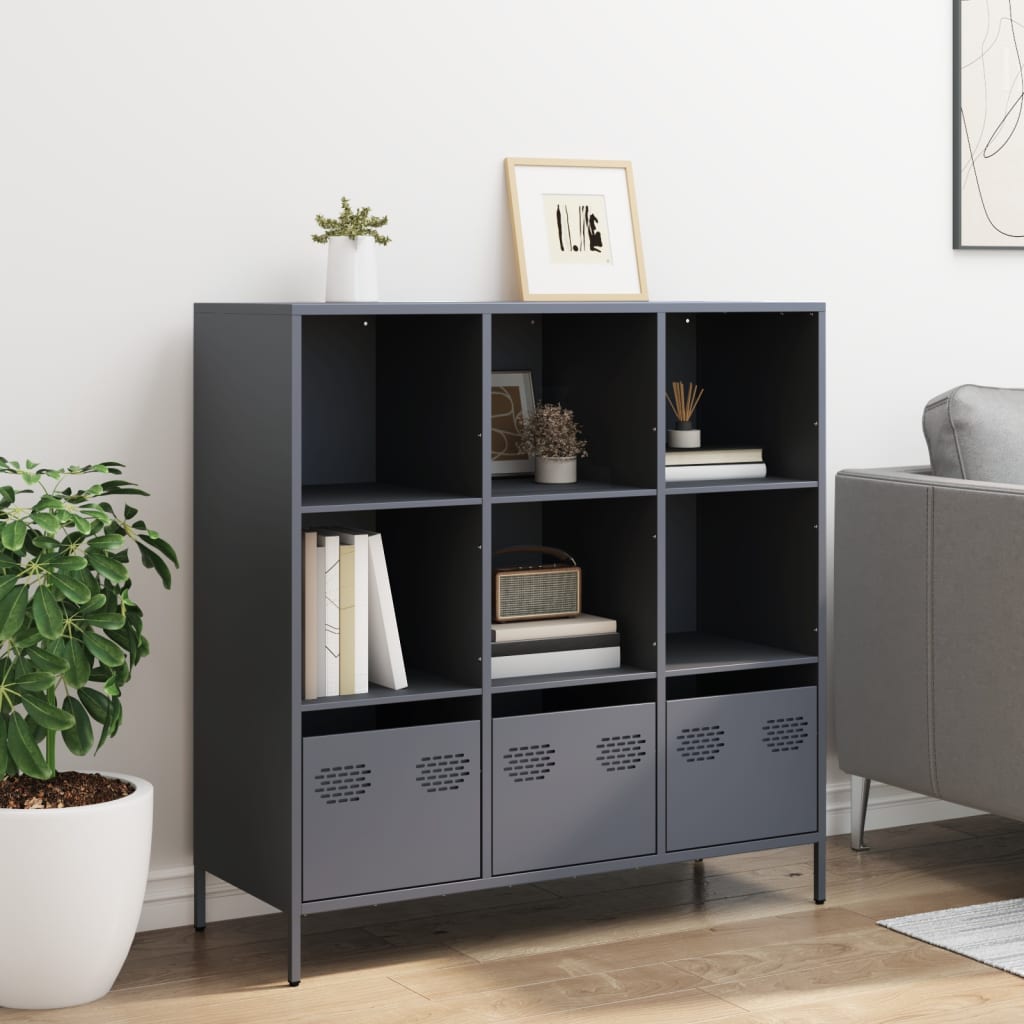Highboard antracit 101,5x39x103,5 cm Stål