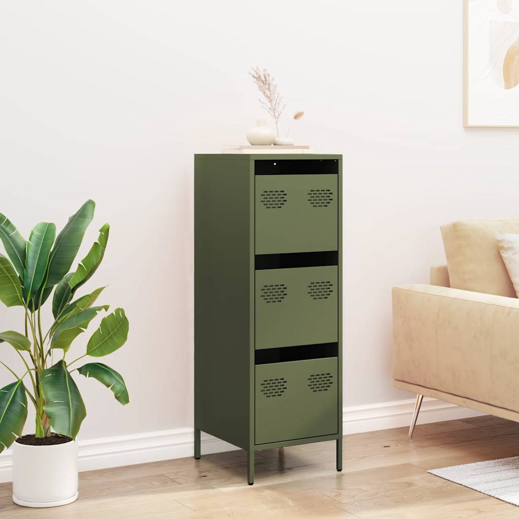 Highboard Olivengrøn 39x35x103,5 cm Stål