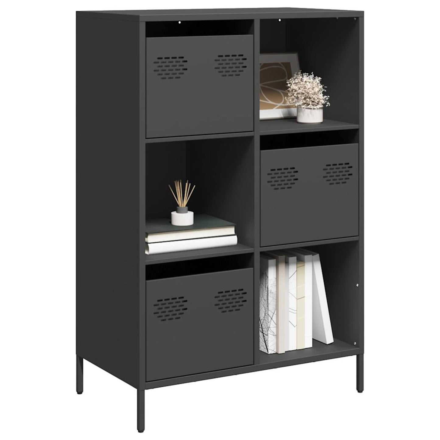 Highboard Sort 68x39x103,5 cm Stål