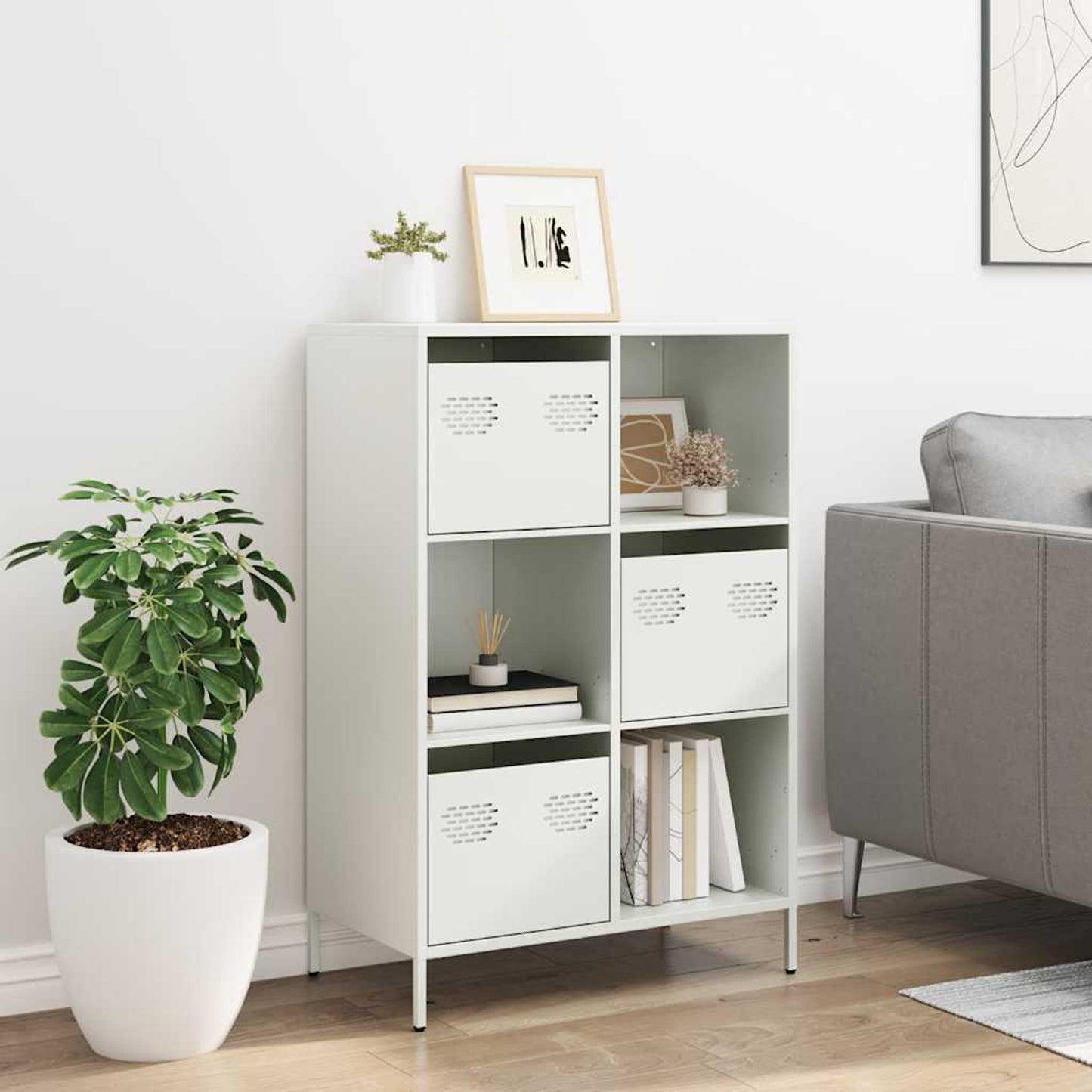 Highboard Hvid 68x39x103,5 cm Stål