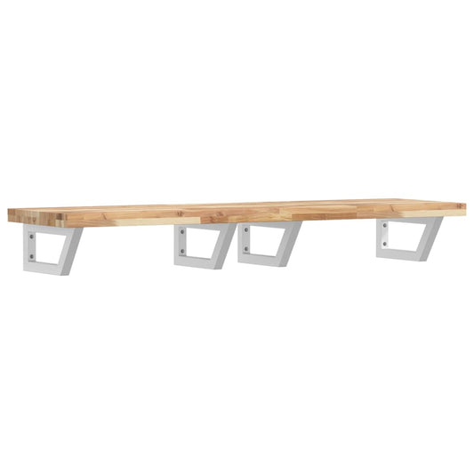 Waschbeckenregal Wandmontage Stahl und Akazienholz