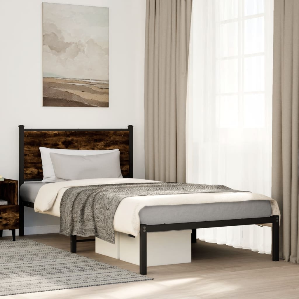 Metalseng uden madras røget eg 107x203 cm
