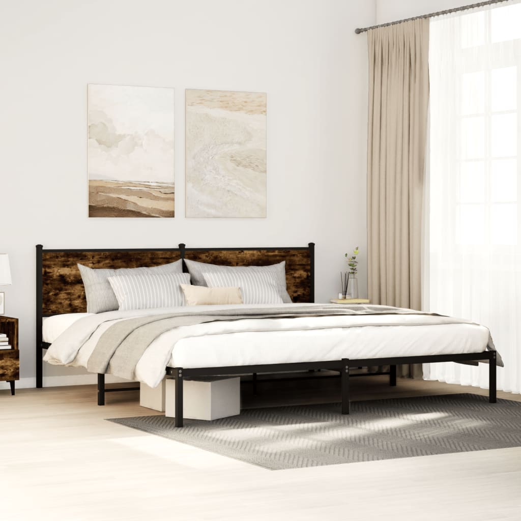 Metalseng uden madras røget eg 193x203 cm