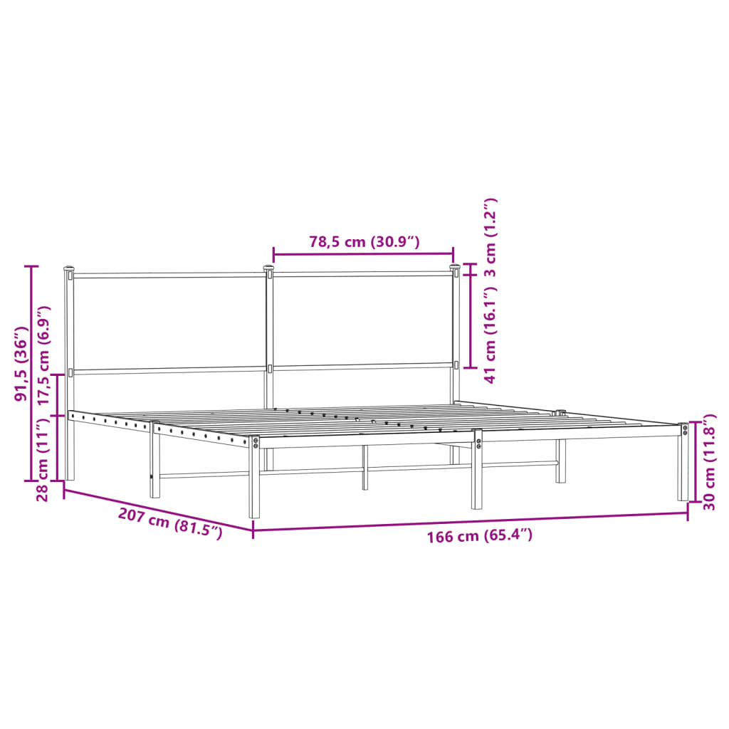 Metalseng uden madras Sonoma eg 160x200 cm