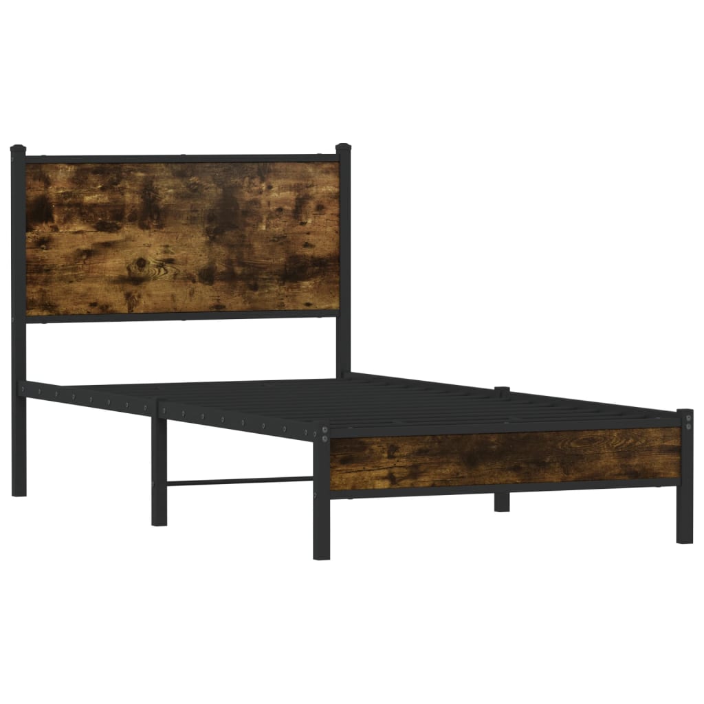Metalseng uden madras røget eg 90x190 cm