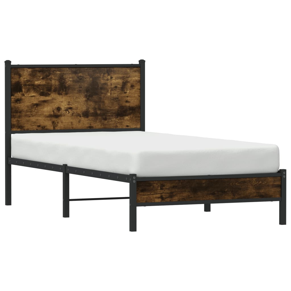 Metalseng uden madras røget eg 90x190 cm