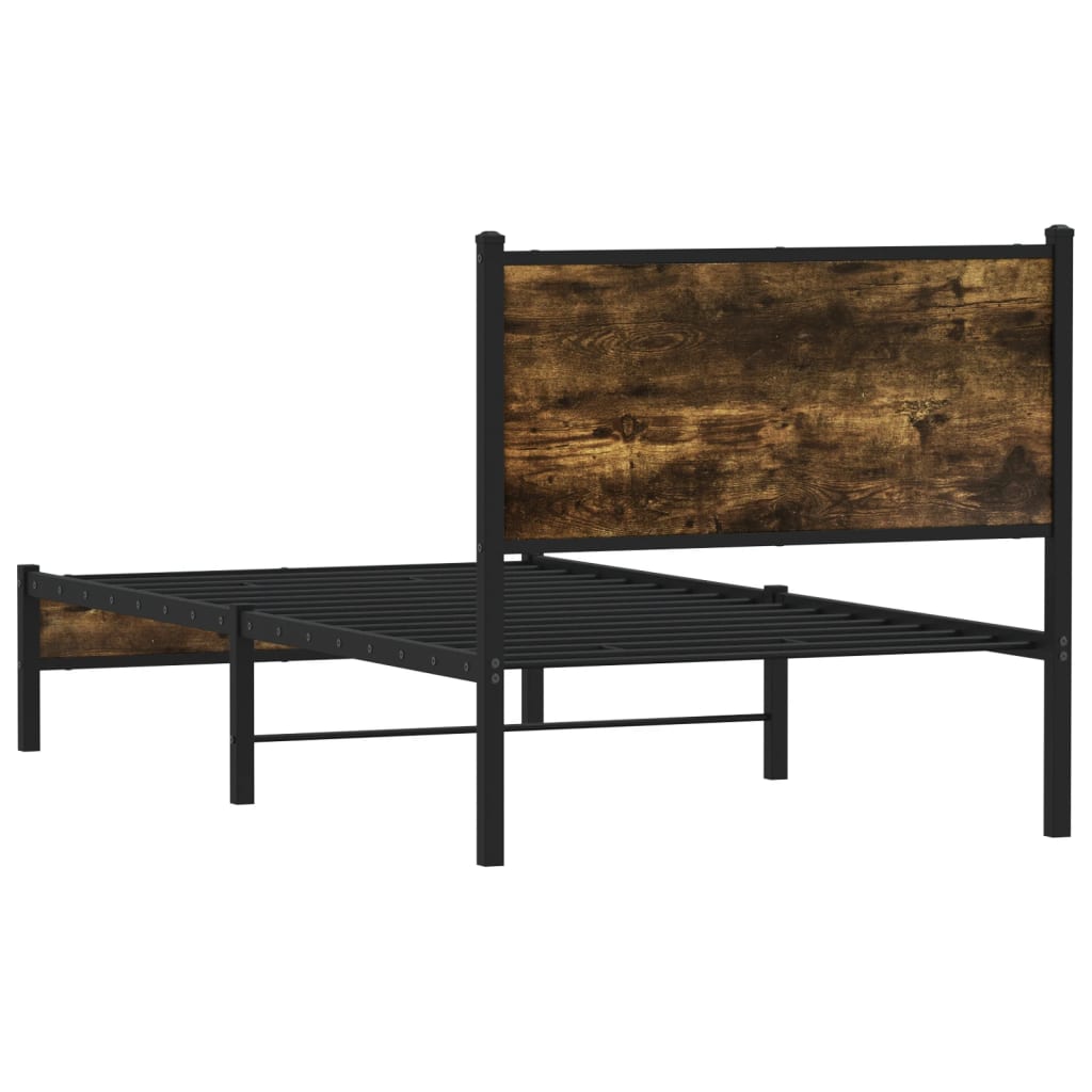 Metalseng uden madras røget eg 90x190 cm