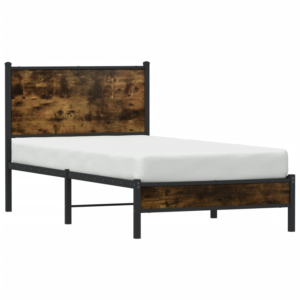 Metalseng uden madras røget eg 90x200 cm