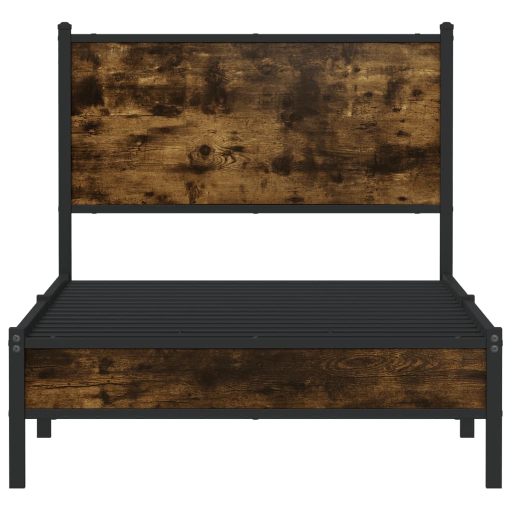 Metalseng uden madras røget eg 90x200 cm
