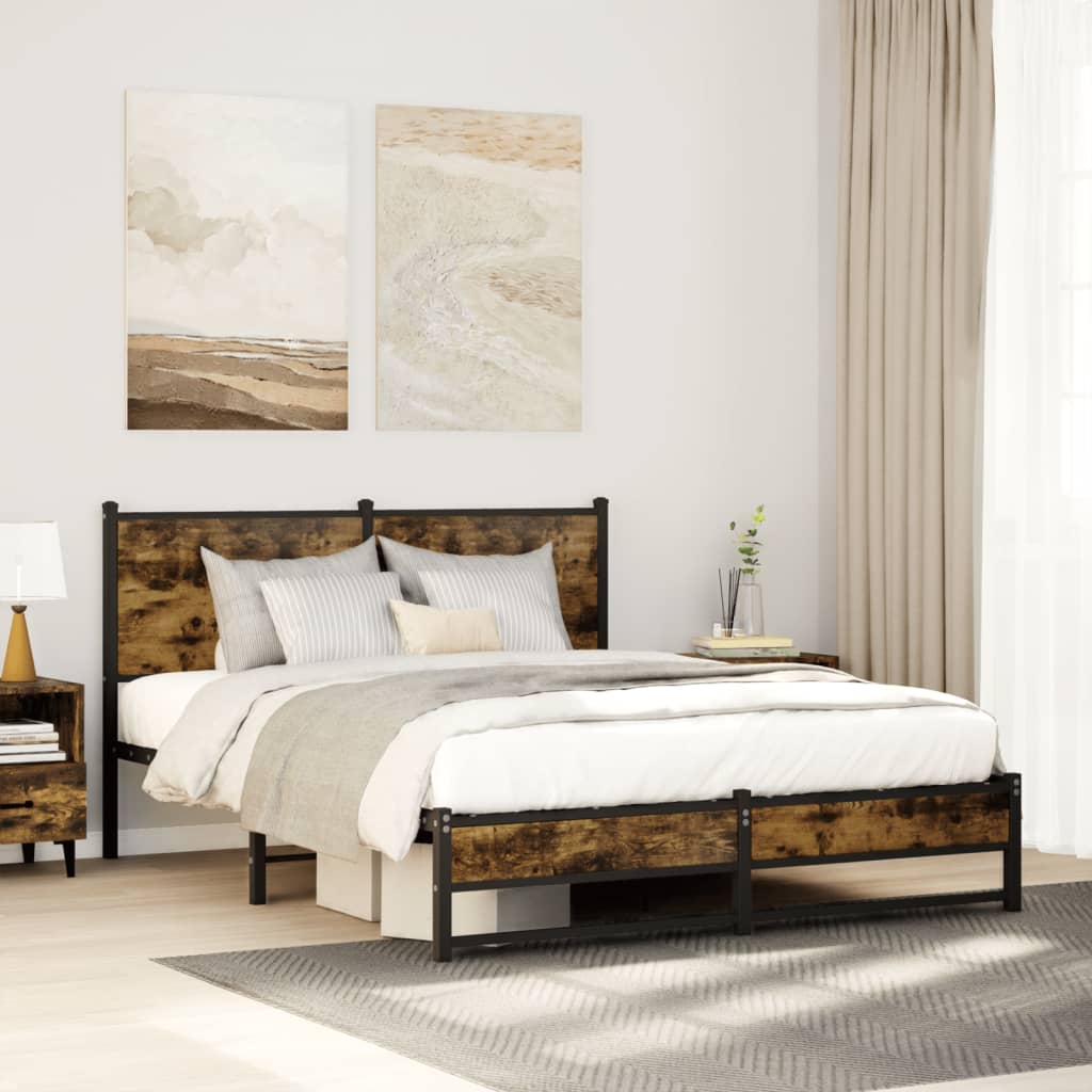 Metalseng uden madras røget eg 140x190 cm