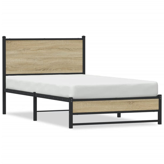 Metallbett ohne Matratze Sonoma-Eiche 107x203 cm