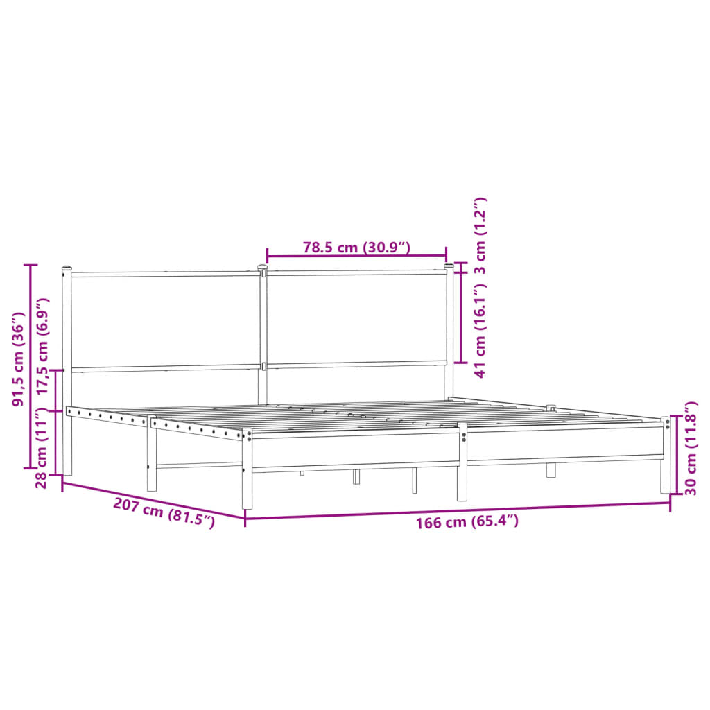 Metalseng uden madras Sonoma eg 160x200 cm