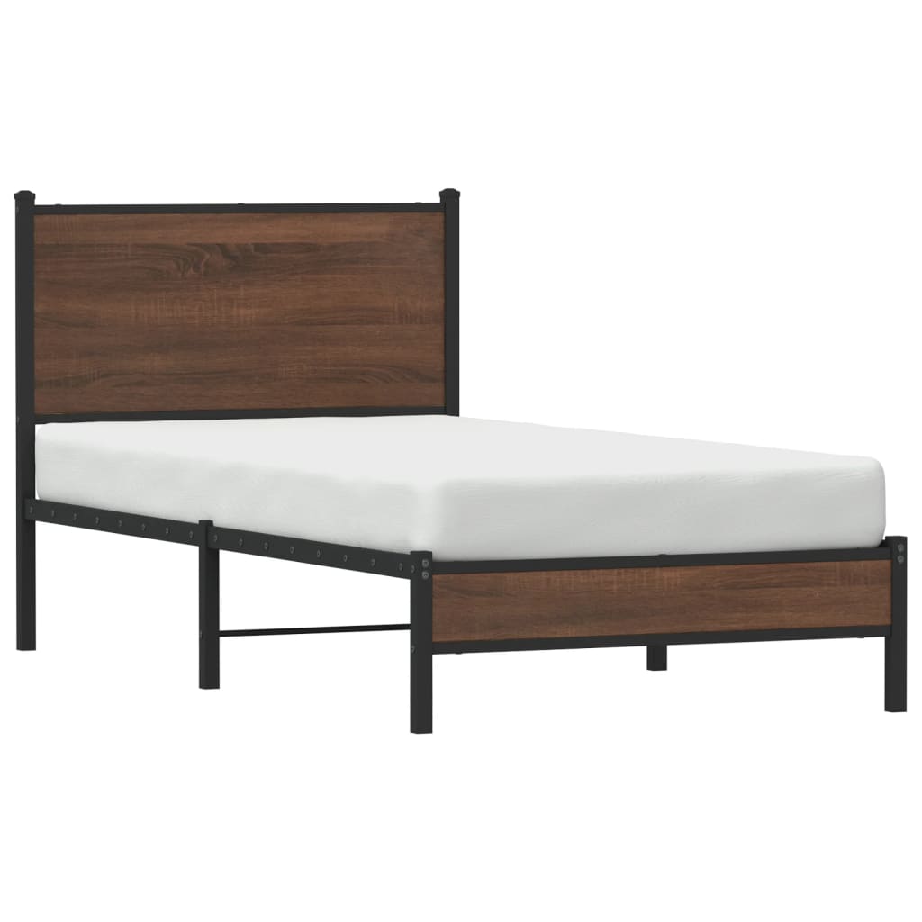 Metalseng uden madras brun eg look 90x200 cm