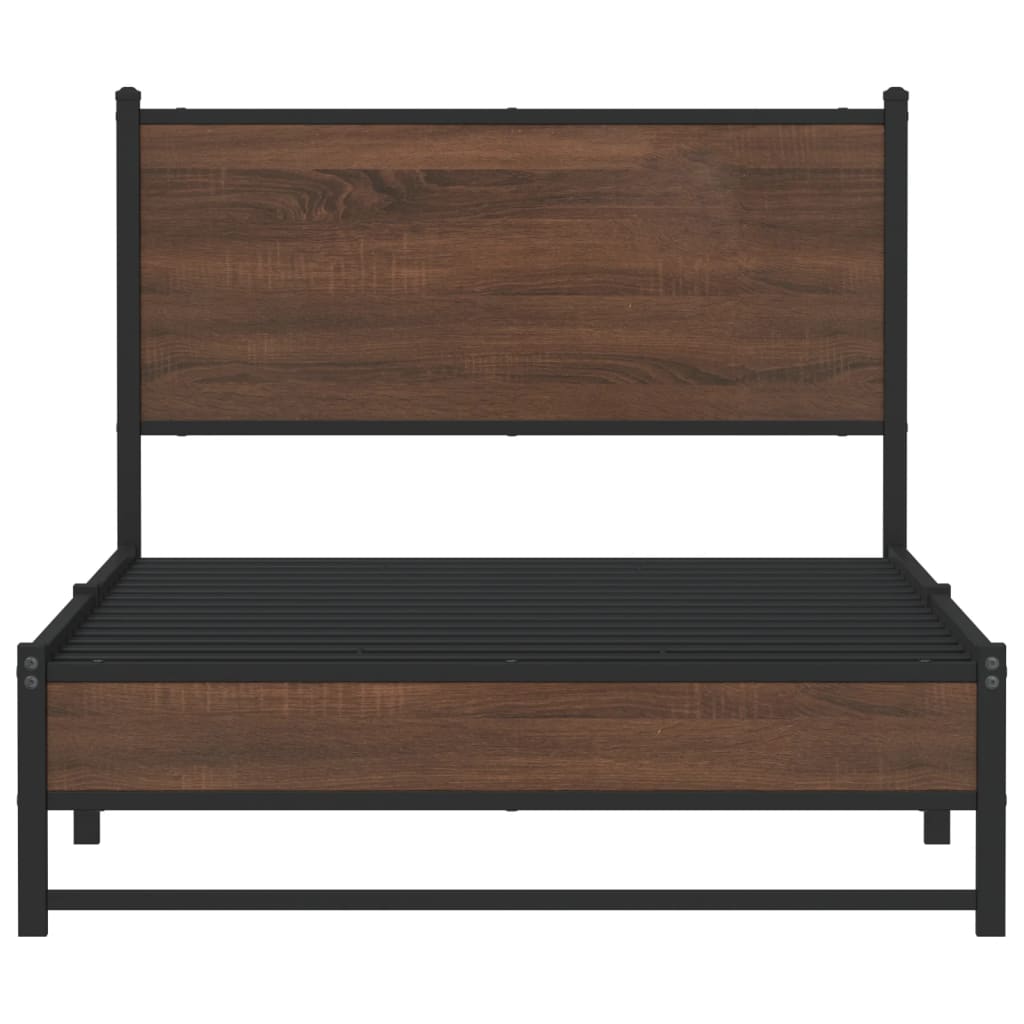 Metalseng uden madras brun eg look 100x200 cm