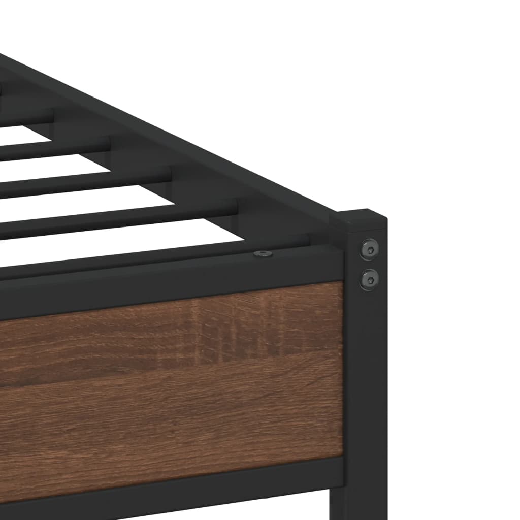 Metalseng uden madras brun eg look 160x200 cm