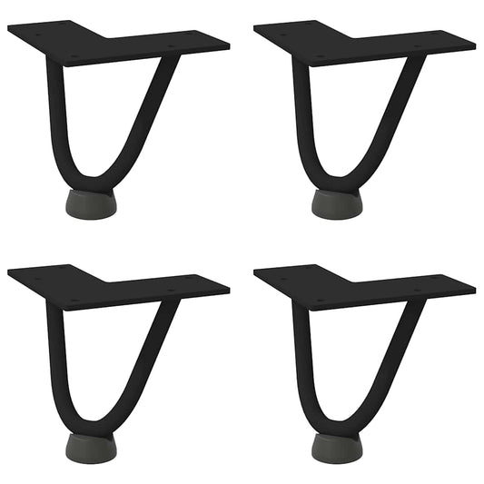 Haarnadelbeine für Couchtisch 4 Stk. Schwarz 10 cm Massivstahl