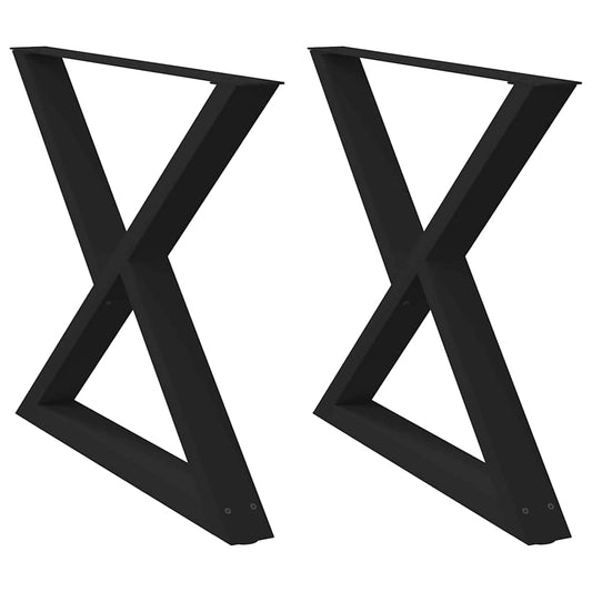 Esstisch Beine 2 Stück Schwarz 90x(72-73,3) cm Stahl