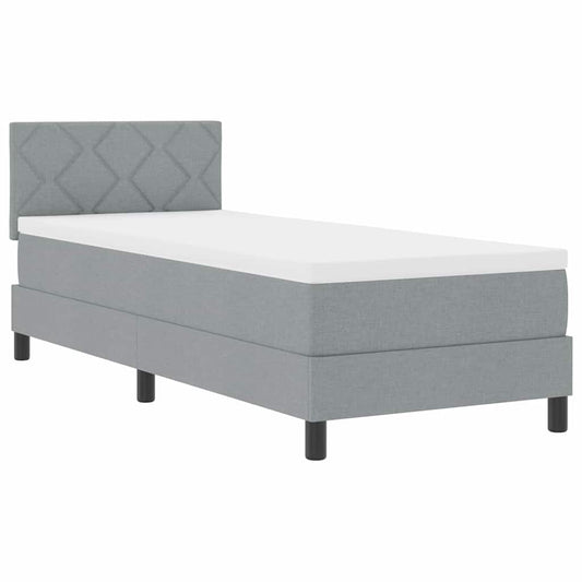 Boxspringbett mit Matratze Hellgrau 80 x 200 cm Stoff