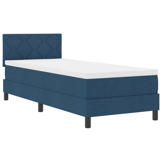 Boxspringbett mit Matratze mit Matratze Blau 80 x 200 cm Stoff