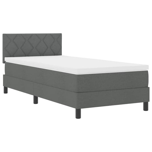 Boxspringbett mit Matratze Dunkelgrau 100 x 200 cm Stoff