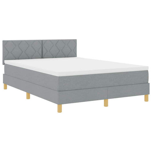 Boxspringbett mit Matratze Hellgrau 140 x 200 cm Stoff