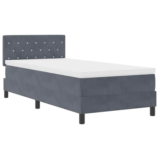 Boxspringbett mit Matratze Dunkelgrau 90 x 200 cm Stoff