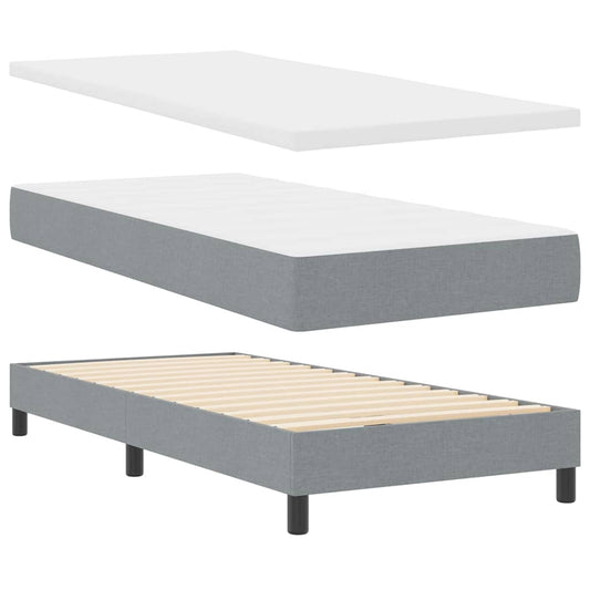 Boxspringbett mit Matratze Hellgrau 90 x 190 cm Stoff