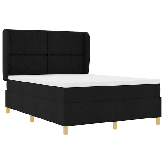 Boxspringbett mit Matratze Dunkelgrau 90x190 cm Schwarz