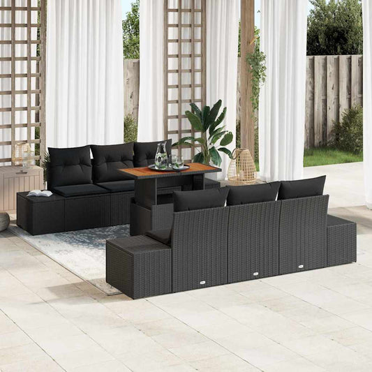 Garten Essgruppe 7 pcs Schwarz und Braun 100 x 55 x 73 cm