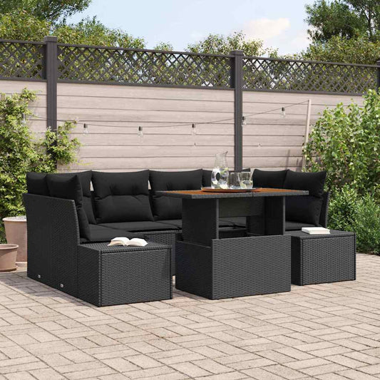 Garten Essgruppe 7 pcs Schwarz und Braun 100 x 55 x 73 cm