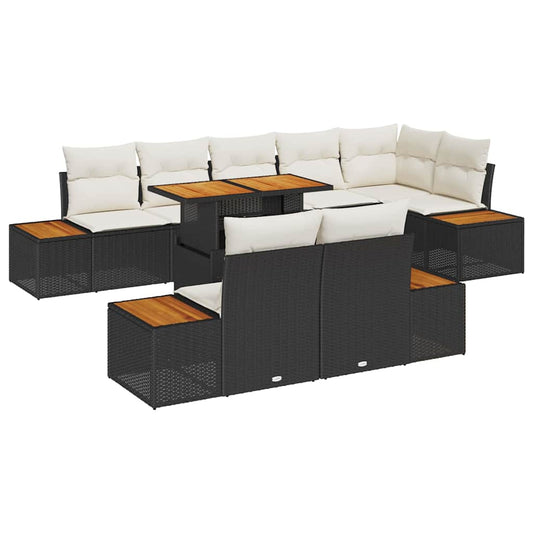 Garten Essgruppe 9 pcs Schwarz und Beige 100 x 55 x 73 cm